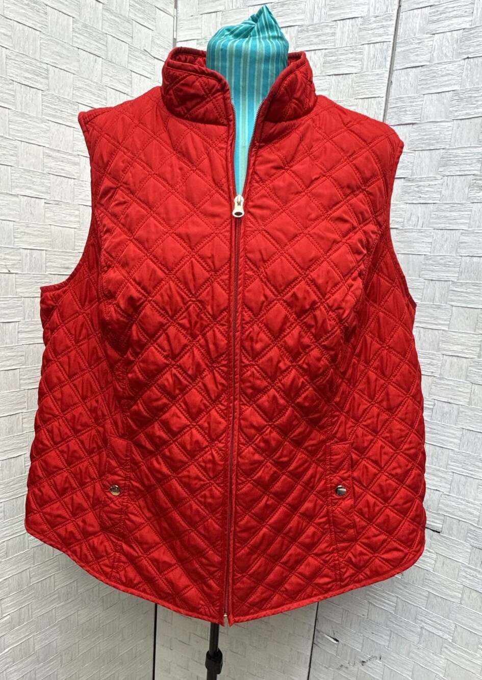 Croft & Barrow Quilted Vest Size 2X Red Full Zip